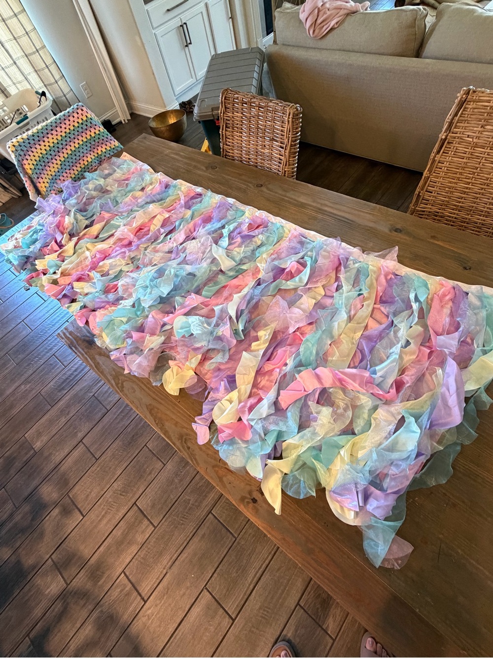 Pastel Ruffle Table Skirt - Unicorn / Pink Purple